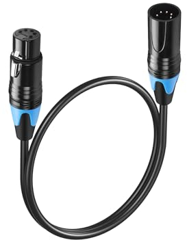 GINTOOYUN DMX Cable 5 Pin Signal XLR Male to Female Stage Light Signal Cable with Metal Connectors, Connection for Stage & DJ Lighting fixtures (0.5M)