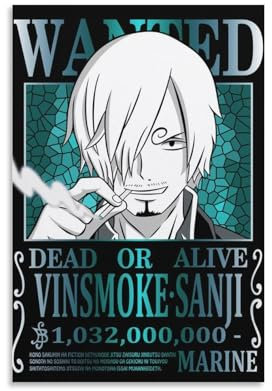 Anime-Poster One Piece Wanted, Sanji, 1 Bild, Druck, Leinwand, Poster, Wandfarbe, Kunstposter, Dekoration, moderne Wohnkunstwerke, 40 x 60 cm