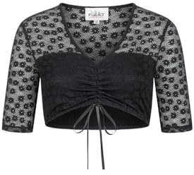 Nübler Dirndlbluse Damen - Langarm Trachtenbluse Damen mit Spitze im Landhaus Stil - Moderne bayrische Tracht, Dirndlbluse Moni Schwarz, Größe:38