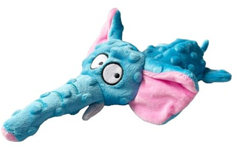 ZENVALY Hundespielzeug, Quietschende Spielzeug für Hund Quietschspielzeug, Hundespielzeug ohne Füllung, Plüschtier Hund Plüsch Sicher Kauspielzeug für Welpen Kleine Mittel Hunde, Elefant Hellblau