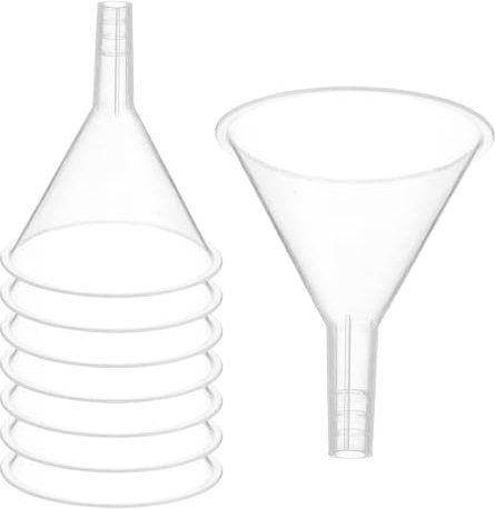 PATIKIL 2 Inch Clear Plastic Funnel, 16 Pcs Wide Mouth Multipurpose Transfer Funnel with Long Spout for Filling Water Bottle Liquid Lab Spices Powder Oil