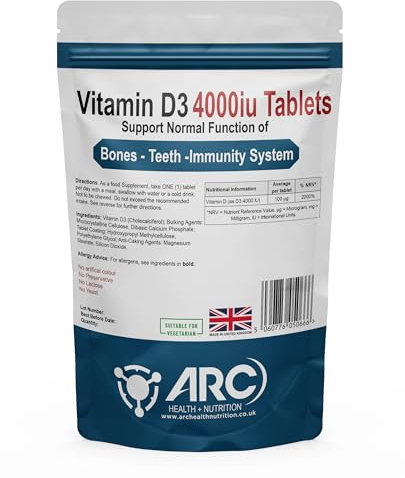 Vitamin D3 4000IU | 365 Tablets | 1 Year Supply | for Men & Women | One A Day Vitamin D Supplement | Made in The UK