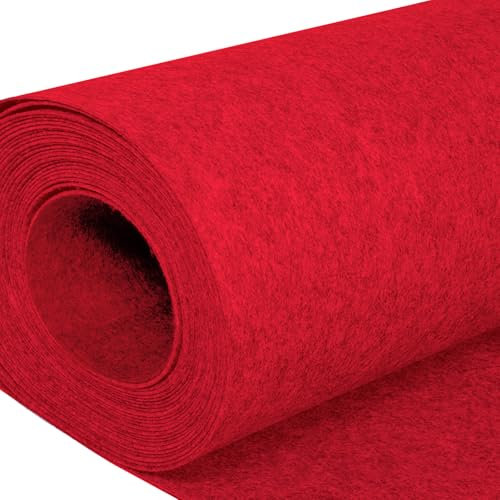 Filzrolle Filzstoff - 30cm x 250cm x 3mm,Bespannstoff aus Filz, für DIY Handwerken Dekoration Filzunterlage,Patchwork Filz tischläufer Kostüme(Rot)