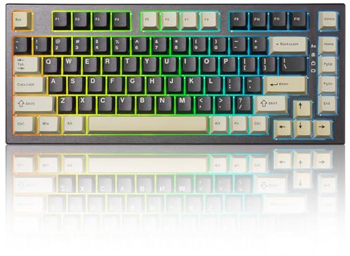 YUNZII RT80 Rapid Trigger Hall Effect Magnetic Switch Clavier De Jeu,75% RGB Mécanique Clavier BT/2.4Ghz/Wired,Mount Hot Swap Adjustable Actuation Clavier pour Win/Mac (Black, gateron White)