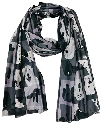 Walniverse Winterschal für Damen mit Hundemotiv | Kuschelig, Geschenkidee für Frauen und Tierliebhaber, Frühling Herbst, 200x70 cm, 215g