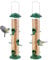 iBorn 2 Stück Vogelfutterspender - 35，6cm Metall Futterspender mit 6 Anflugplätzen - Futterhaus zum Aufhängen für Vögel -Wildvogel Futterstation - Futtersäule - Wildvögel Futtersilo- Grün