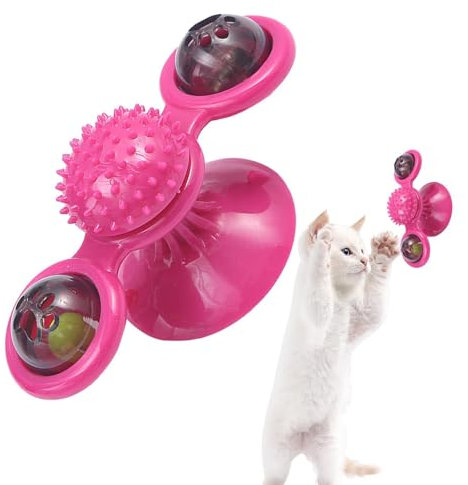 Spinnings Cat Toy - Suction Cup Cat Toy | Interactive Turntable Spinnings Toys With LED Light, Rotating Scratching Nip Toys For Cats, Cats Spinner Exercise Toy For Small, Medium, Large Cats
