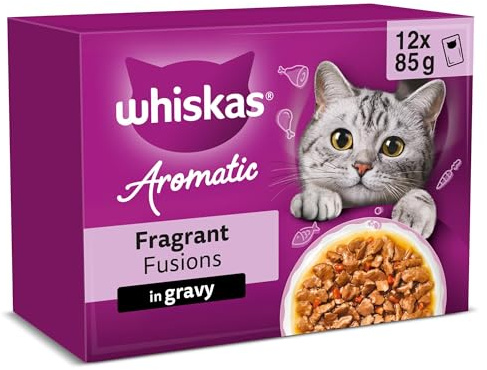 WHISKAS AROMATIC Adult Wet Cat Food in Gravy 12x85g Fragrant Fusions (Pack of 4)