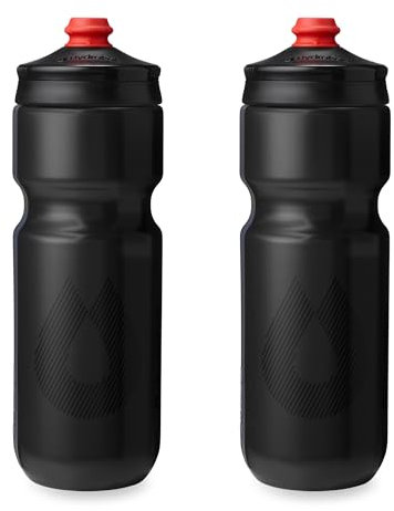 HydraPak Breakaway Surge Lightweight Bike Water Bottle 2-Pack - High Flow, Cycling & Sports Squeeze Bottle (Charcoal, 740ml / 25oz)