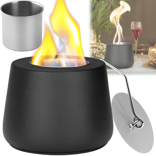 CXAFQ Desktop Alcohol Stove, Black Ceramic Design 13.97 × 11.43 × 10.16 Cm, Smokeless Fire Pit, Suitable For Indoor And Outdoor Use As Heating Equipment, Outdoor Barbecue, And Decorative Fireplaces