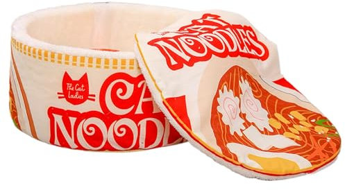 Ramen Noodle Cat Bed - Cozy Cat Furniture, Pet Bed | Comfortable Design Cushion for Cats and Kittens, Soft Plush Sleeping Toy, Cute Cat Bed by