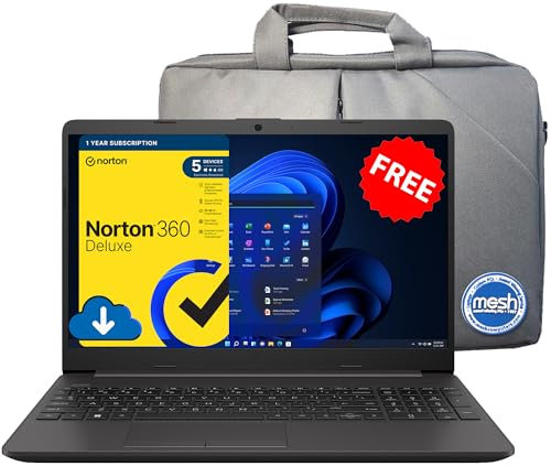 MESH Computers HP 255 G9 15.6-inch Laptop (AMD Ryzen 7 5825U, 64 GB RAM, 2 TB SSD, Windows 11 Pro) includes FREE Norton 360 Deluxe Anti Virus
