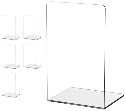 EH Design Acryl Buchstütze – 6 Stück Transparente & rutschfeste Buchstützen – 7X bruchfester als Glas – Unsichtbare, rutschfeste Buchhalter für Zuhause & Büro – Made in DE
