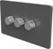 Flat Trailing Edge 2 Way LED Dimmer Switch Rotary Push On/Off for Dimmable LED and Halogen Lights - Grey/Silver 3-Gang