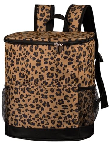 AUXDIQ 15L Picknickrucksack Kühltasche Kühlrucksack Thermo Rucksack Isoliert Cooler Bag Isoliertasche (Dunkler Leopard)