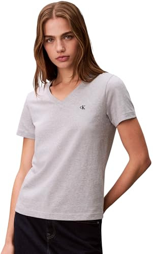 Calvin Klein Damen T-Shirt Kurzarm Archive Jersey Tee mit V-Ausschnitt