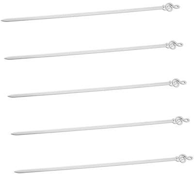 Edelstahl Spieße zum Grillen 5 Stück, Musiknoten, Rund, Silber