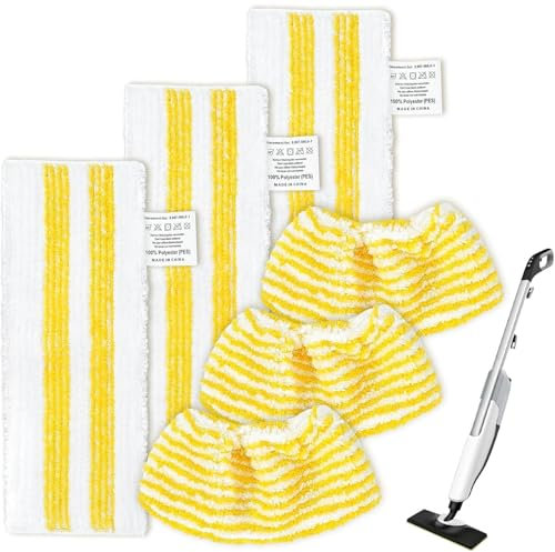 6 Pack Steam Cleaner Pads Compatible with Karcher EasyFix SC1,SC2,SC3,SC4,SC5 Steam Cleaner, Washable Steam Mop Accessories, Reusable 3 Pack Steam Mop Pads+ 3 Pack Handheld Nozzle Pads