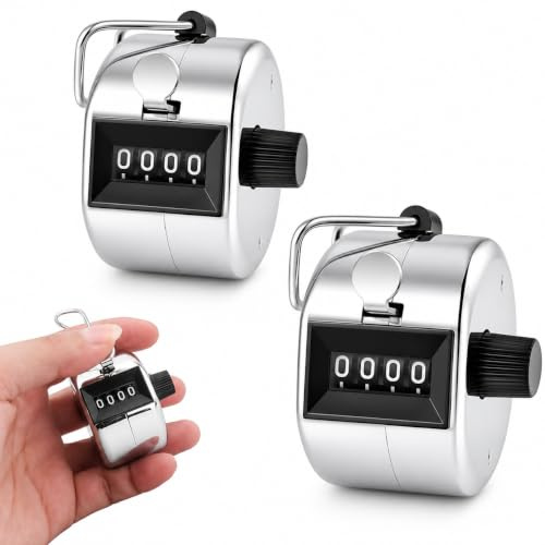 HFMYGS Handzähler Zähler, Zähler Klicker, Reihenzähler Stricken, Handzähler, Fingerzähler, 4-Stellige Metall Zähler, Klicker Counter, für Personenzähler, Coaching, Fitness Sport Training Schul