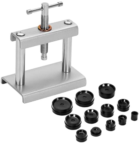 NIRJIK Watch Press Tool Set, Watch Back Press Tool with 12 Dies, Watch Repair Kit for Closing Round Case Backs, Practical Watch Battery Replacement Tool for DIY and Professional Watchmakers