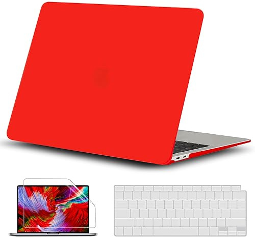 GVTECH Coque Compatible avec MacBook Air 13,6 Pouces M4 M3 M2 2025 2024 2022 (A3240 A3113 A2681) Étui Rigide en Plastique, Protection de Clavier, Protecteur d'écran, Rouge Mat