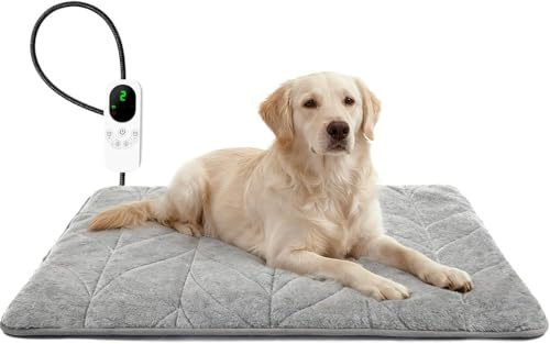Mora Pets Heizdecke für Hund Wärmedecke Hund Heizmatte 89 x 61 cm, 9-Fach heizbar (30-60°C) mit 5 Timer-Modi, Heizkissen für Haustiere, kaufsicherem Kabel, waschbar, Überhitzungsschutz