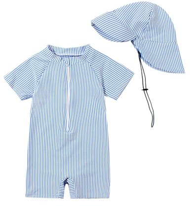 JiAmy Maillot de bain pour bébé garçon avec chapeau de soleil Protection UV Maillot de bain une pièce Maillot de bain Vêtements