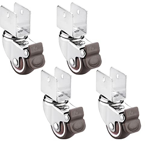 4-Pack 25mm-32mm Swivel Casters with U-Bracket, Rubber TPE Wheels for Fur, Cradles, Planters, Heavy-Duty Small Size Replacement Castors