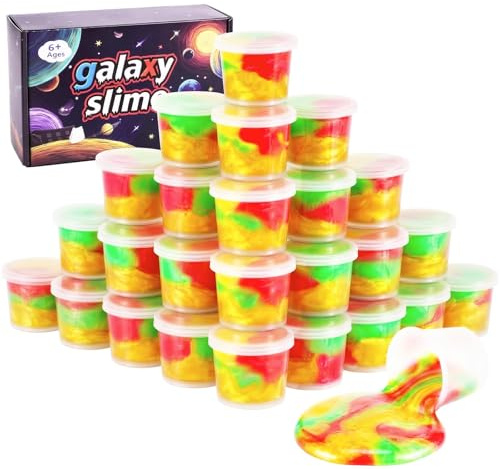 Slime Party Favors, 30 Pack Galaxy Slime Putty - Soft Stretchy Non-Sticky, Stress Relief Toy for Kids, for Classroom Reward, Space Party Favors, Birthday Favors