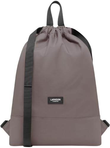 LARKSON Turnbeutel Damen & Herren Braun - No 7 - Rucksack Damen für Sport und Festival - Beutel Rucksack Klein mit Innentasche - Außentasche für Schnellzugriff
