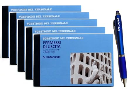 Blocco Permessi Uscita e Presenze A6-50 Fogli Autoricalcanti in Duplice Copia (2x50) - Registro Moduli Uscita Dipendenti, Personale e Alunni Scuola - CON PENNA TOUCH OMAGGIO Dodici12® (5)