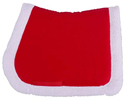NETPROSHOP Weihnachts Schabracke Satteldecke Rot mit Weißem Rand aus Fellimitat, Auswahl:Full