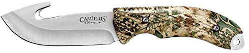 Camillus Coltello VEIL, con uncino, dotato di fodero balistico in nylon, lama in acciaio 420 con rivestimento in titanio, da 10,2 cm, impugnatura PRYM1, argento/mimetico, 22,9 cm