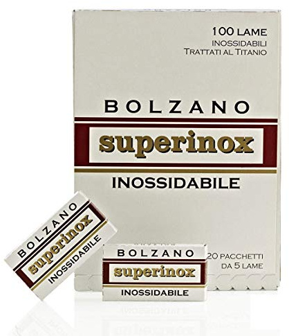 FEINTECHNIK Bolzano Superinox Doppelseitige Rasierklingen, 100 Stück