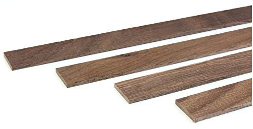 wodewa Holzleiste Wandleiste Nussbaum Strukturiert Geölt 1m Abschlussleiste Holz 30x4mm Zierleiste für Wandverkleidung Decke Boden Abdeckleiste DIY Basteln
