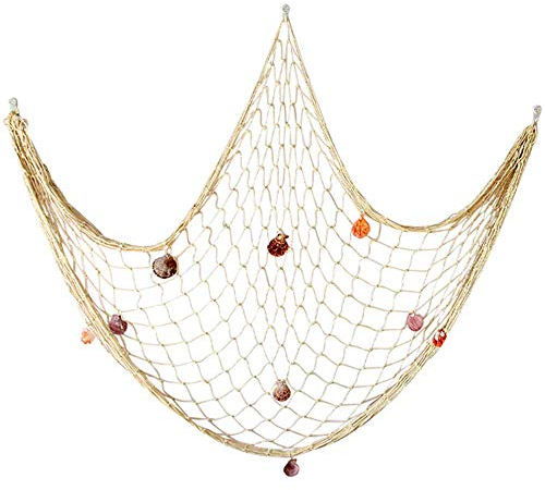 Meleg Otthon Fischernetz Deko,Fischernetz im Mediterranen Stil mit Muscheln,Nautischer Dekorativer Netzhintergrund für Schlafzimmer Wohnzimmerwand, Party, Fotografie Andere Dekorationen 150x200cm Weiß