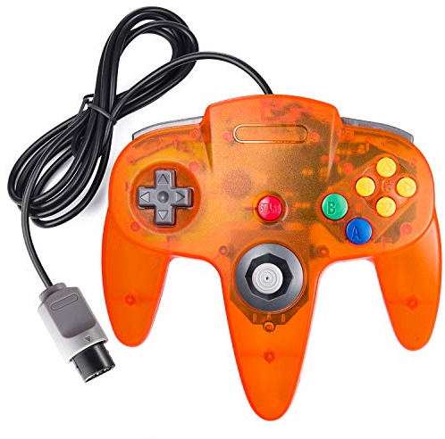 suily Game Controller Klassischer kabelgebundener Gamepad Joystick für N64 Console N64 Spiele(Klar Orange)