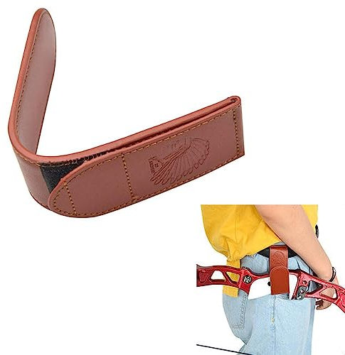 SHARROW Bogenschießen Gürtel Bogenhalter Bogenhaken Jagd Bogen Holster aus Leder für Gürtel Bogenständer für Recurvebogen Langbogen (Braun)