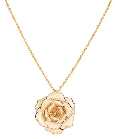 Sonew Collier en Or 24 Carats avec Pendentif Rose Rose Véritable 30 Mm pour Femme, Fille, Maman et Petite Amie, pour Mariage, Saint-Valentin, Anniversaire, Fête des Mères, Noël
