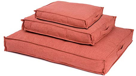 JAMAXX Premium Hundekissen in edler Leinen-Optik - Orthopädisch Memory Visco Schaumstoff/Waschbar Abnehmbarer Bezug/Wasserabweisender Innenbezug - Hundebett PDB1005,90x70 (M) Terracotta