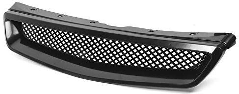 Qiilu Motorhaubengrill, schwarzer ABS-Fronthauben-Stoßstangengrill für EK JDM Typ R Fit für 1999-2000