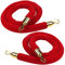 Belle Vous 2 STK Kordel Absperrung Roter Samt – B150 x D3,5 cm Samtseil mit Karabiner Haken Gold Poliert als Absperrband – Dicke Samtkordel Personenleitsystem Absperrband Rot