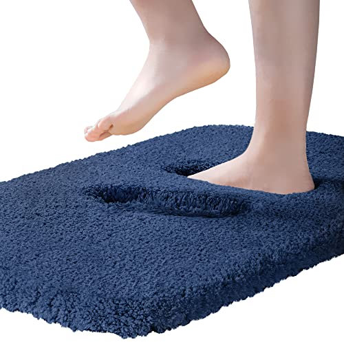 ROLIZOE Tapis de Bain Extra Epais Tapis Salle de Bain Antidérapant Tapis Sortie de Douche Très Absorbant Tapis de Sol Salle de Bain Ultra Doux en Microfibre Lavable en Machine 40 x 60cm,Bleu Marine