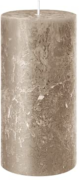 Rustik Stumpenkerze, Höhe 8 cm Ø 7 cm, Safe Candle, Brenndauer ca. 34 Stunden (stein)