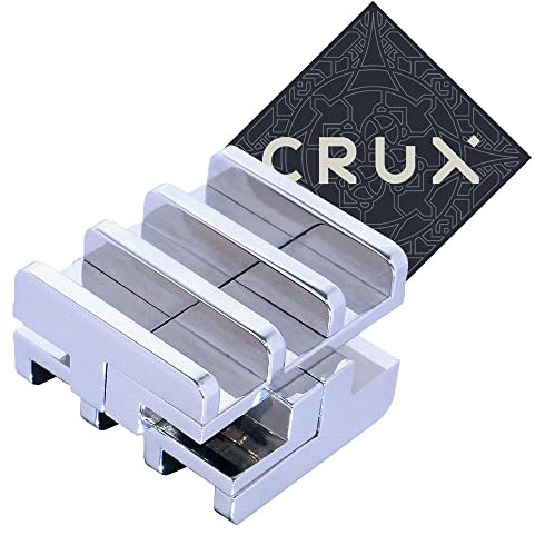 Hanayama and Crux Rompecabezas de sonajero fundido - Nivel 5 de 6 - Muy difícil - Incluye adhesivo Crux