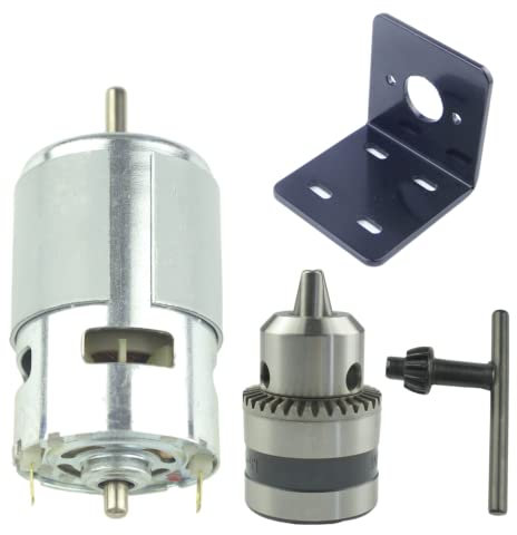 CONQUERALL 775 Motor 12V 8000RPM/24V 16000RPM High-Power DC Motor with Drill Chuck and Bracket
