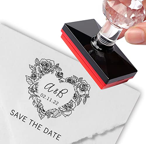 Benutzerdefinierte Stempel Personalisierte Stempel Custom Floral Heart Initialen Save The Date Small Business Packaging Supplies Adressstempel