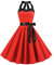 Robe Vintage Années 50 Femme Retro Rockabilly Pin Up Élégante Robes sans Manche Dos Nu Décolleté en Cœur Polka Dot Trapèze Mariage Cocktail Soirée Fête Cérémonie Décontractée au Genou Midi Rouge M