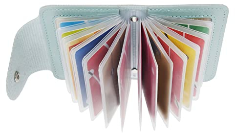GERIINEER Porte Carte de Crédit Femmes Homme Porte Cartes de Visite PU Cuir 28 emplacements 2 fenêtres ID