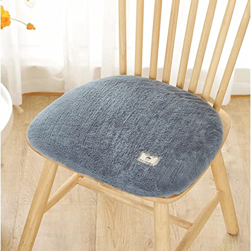 Yadlan Stuhlkissen 40x40 mit BäNdern 6er Set, Sitzkissen Stuhl Fell Eckig, Stuhlauflagen EsszimmerstüHle, Kurzfell Sitzpolster Gartenstuhl, Waschbar PlüSch Sitzkissen KüChenstuhl Blau